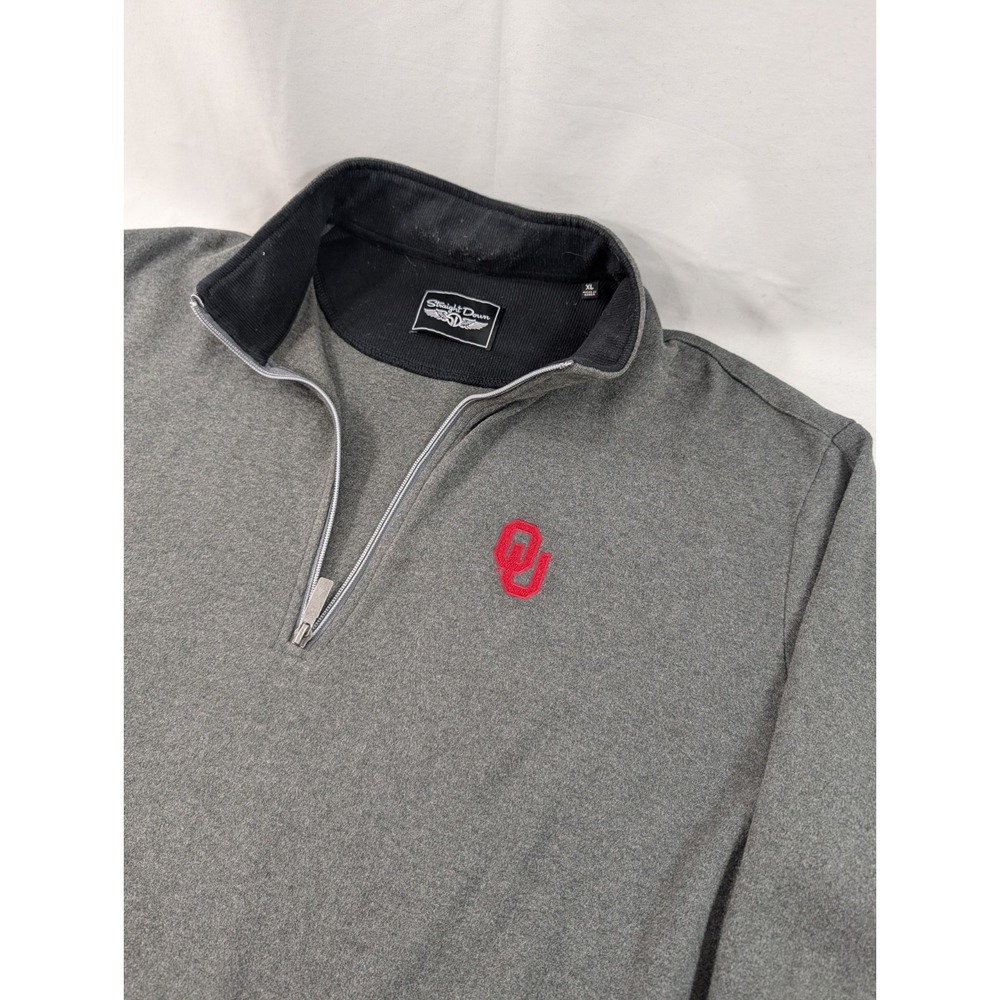 Straight Down‎ Golf Quarter Zip  XL Heather Gray Cotton Oklahoma Sooners Golf